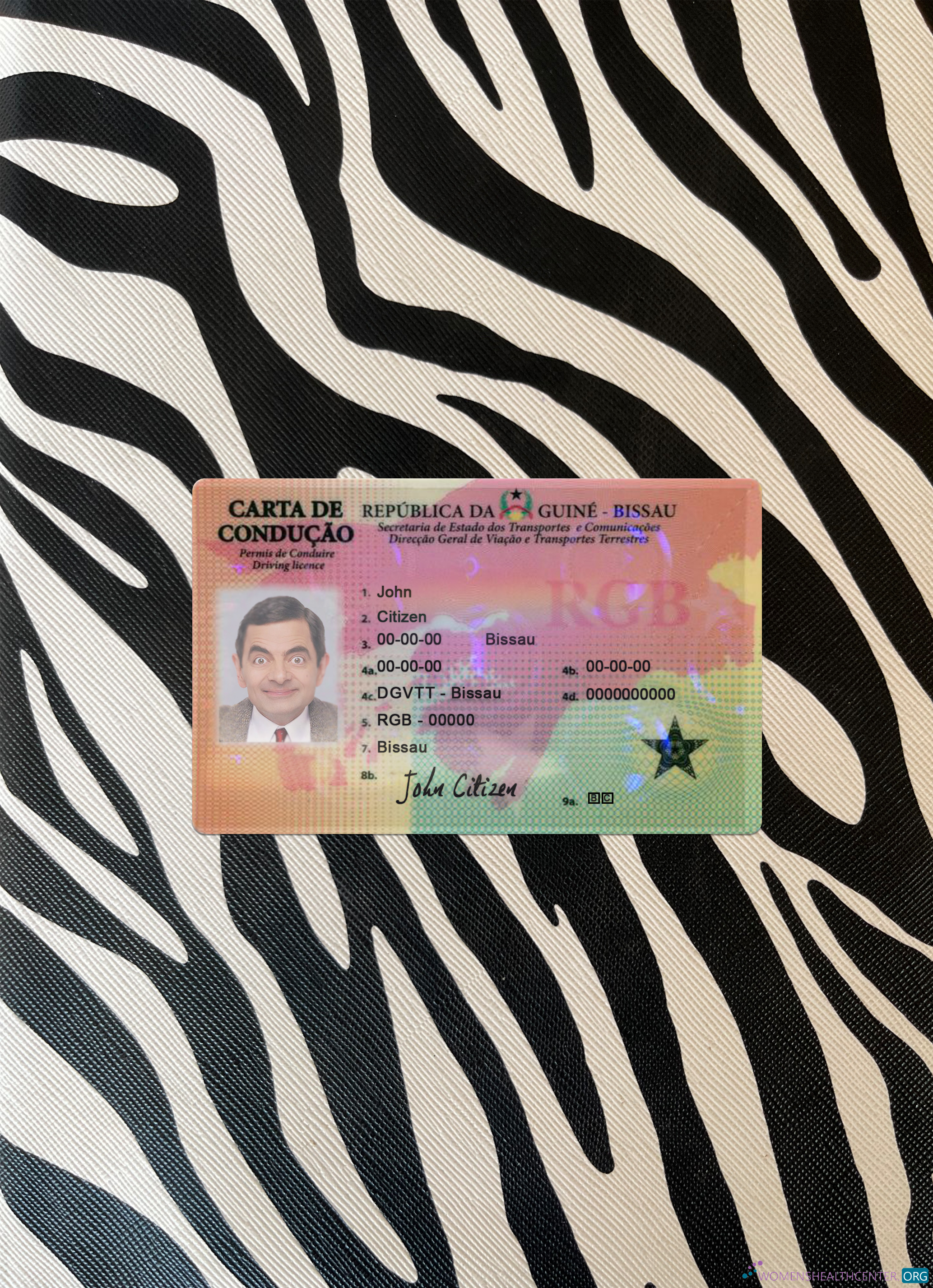 Download Guine Bissau driving license photolook front Photoshop template